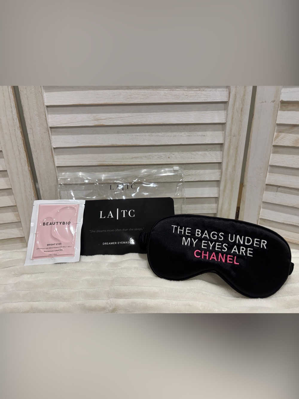 LA|TC Black Satin Eye Mask Set